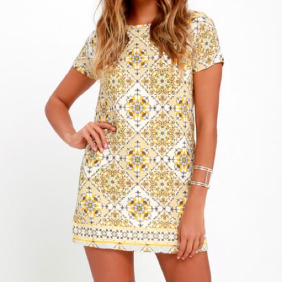 Lulus Dresses & Skirts - Dandy Lion Yellow Print Shift Dress